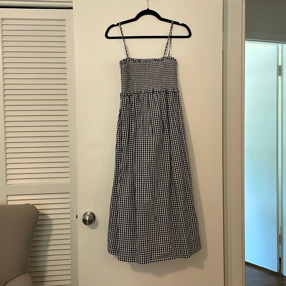 Blue and white gingham maxi dress from Jcrew